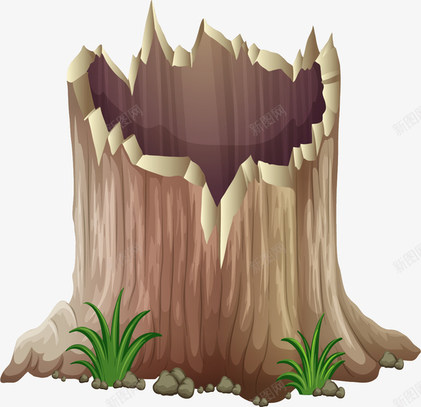 断掉的树桩手绘图png免抠素材_88icon https://88icon.com 卡通 小草 手绘图 木头 树桩 树洞 植物 绿植