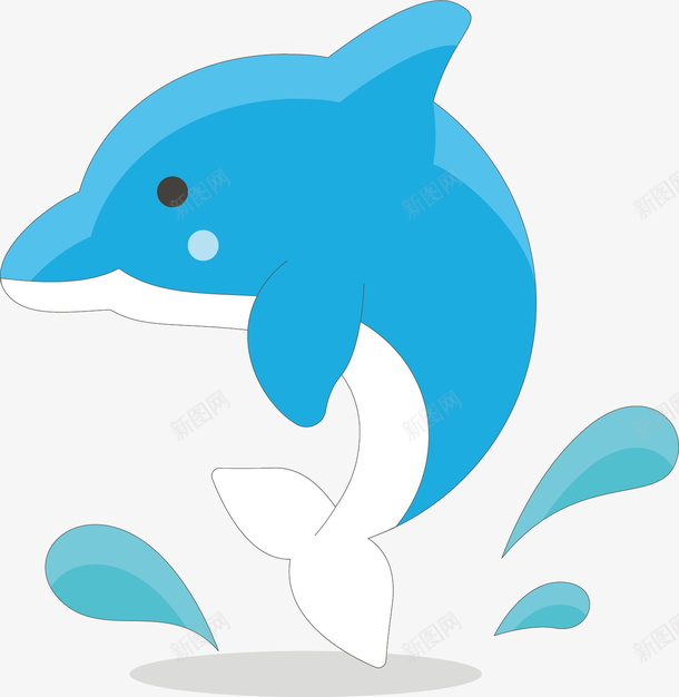 蓝色的小海豚png免抠素材_88icon https://88icon.com 创意 动物 卡通 可爱 水滴 海豚 蓝色