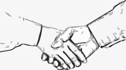两人合作手绘插图两人握手高清图片