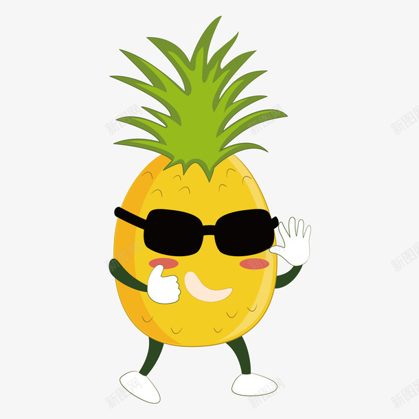 黄色卡通菠萝元素png免抠素材_88icon https://88icon.com 卡通 可爱凤梨 拟人 水果 菠萝 食物 黄色