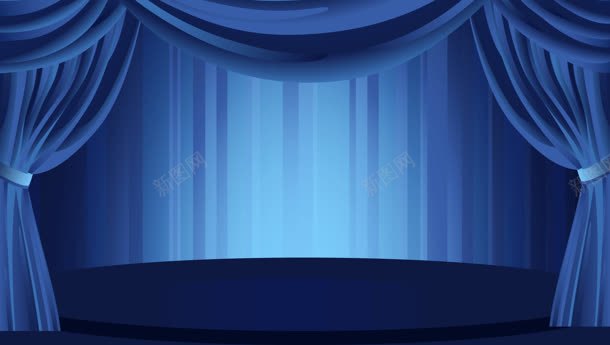 蓝色舞台窗帘海报背景png免抠素材_88icon https://88icon.com 海报 窗帘 背景 舞台 蓝色