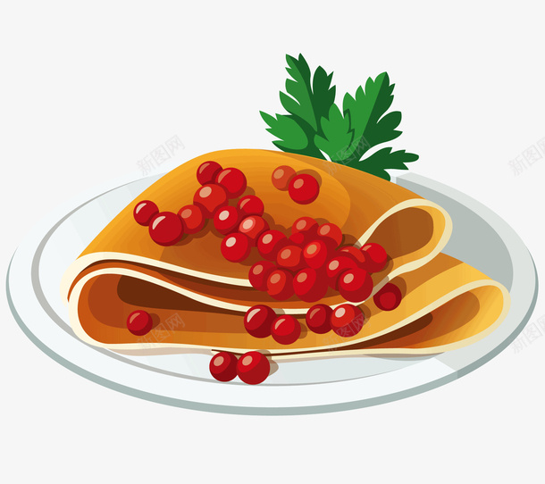 一份红豆饼矢量图ai免抠素材_88icon https://88icon.com 盘子 红豆 绿色蔬菜 金黄色的面饼 食品 食物 矢量图