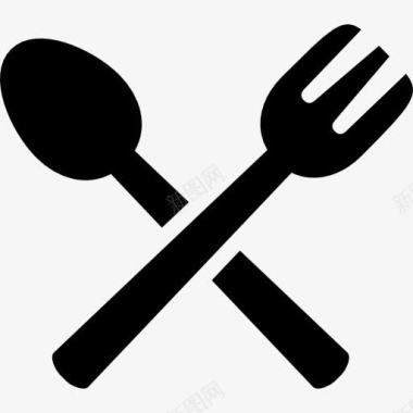 吃汤圆勺子和叉子交叉图标图标