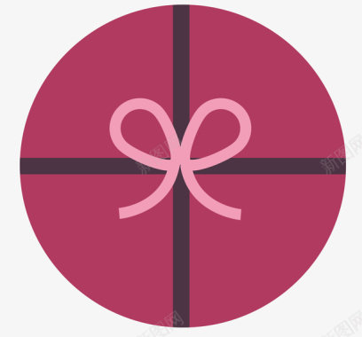 粉色礼盒红色圆形礼物盒子图标图标