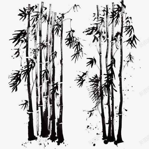 水墨画竹林png免抠素材_88icon https://88icon.com 大气 水墨画 竹林 竹林剪影 黑色