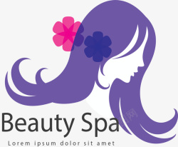 美容院logo紫色头发女人剪影矢量图高清图片