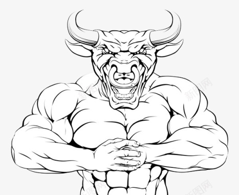 卡通健身公牛logo图标图标