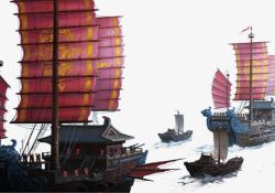 近景古代帆船素材