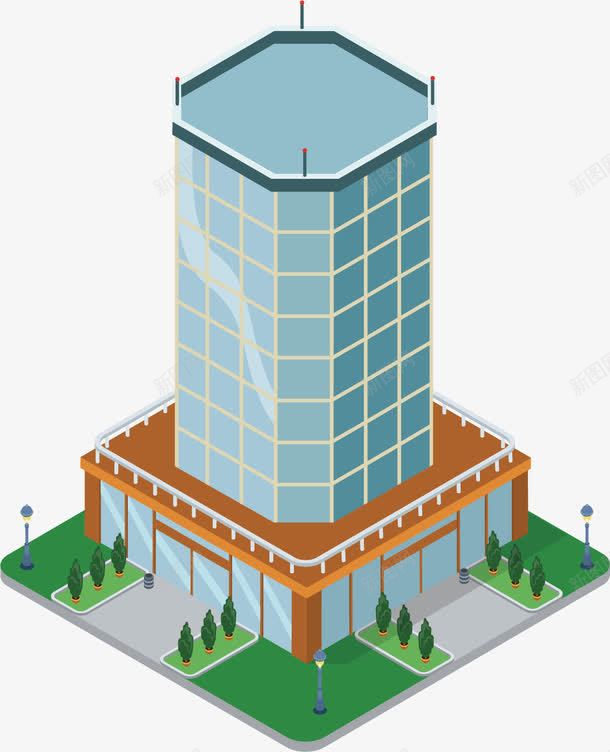 建筑高楼城镇都市png免抠素材_88icon https://88icon.com 公路 地产 城市 城镇 建筑 扁平化 招牌 树木 高楼