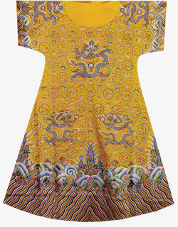 清朝皇帝画像金色龙纹服装高清图片