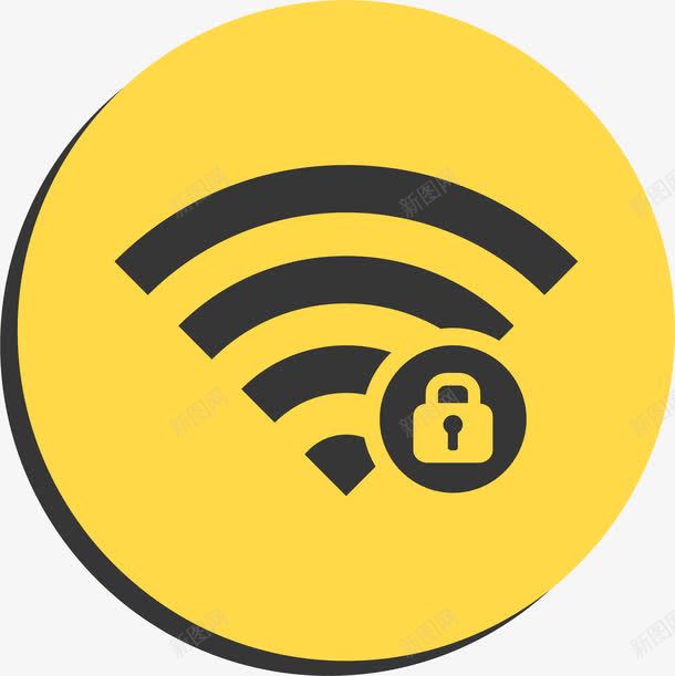 黄色圆形wifi标志png免抠素材_88icon https://88icon.com wifi 免费wifi 共享网络 无线网络 矢量png