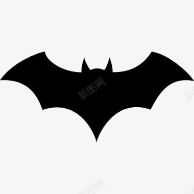 蝙蝠翅膀黑色剪影与开图标图标