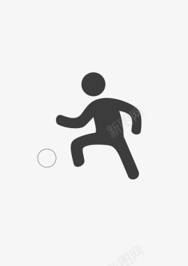 设计黑色简笔画黑色运动踢足球的小人图标图标