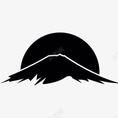 蒙古包日落日落富士山图标图标