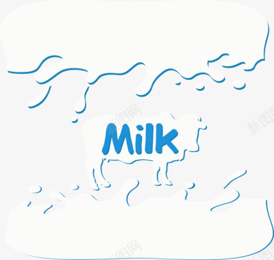 白色白色牛奶绘制奶牛图标矢量图图标