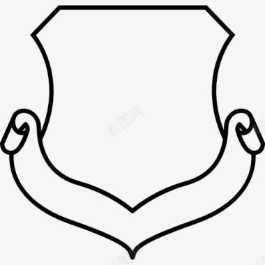 盾牌形状用带色带的白色形状图标图标