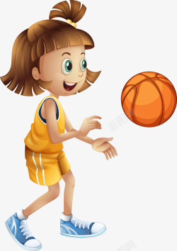 打篮球的卡通女孩素材