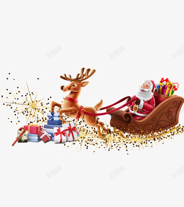 圣诞老人带着礼物奔来psd免抠素材_88icon https://88icon.com 圣诞礼 圣诞老人 圣诞节 奔来 麋鹿元素