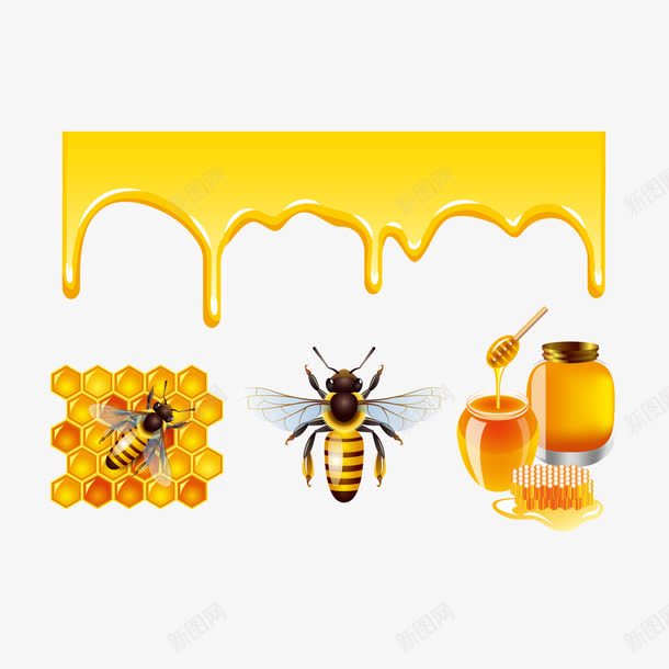 蜂巢蜂蜜png免抠素材_88icon https://88icon.com 搅拌棒 液态 蜂巢 蜂蜜 蜜蜂