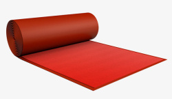 半卷起的红色地毯素材