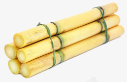 清香甘甜淡黄色捆绑的竹蔗高清图片