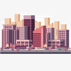 高楼大厦建筑群紫粉色的现代化建筑高清图片