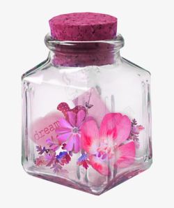 粉色许愿瓶漂流瓶素材
