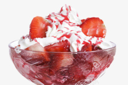玻璃碗里的草莓口味的冰激凌素材