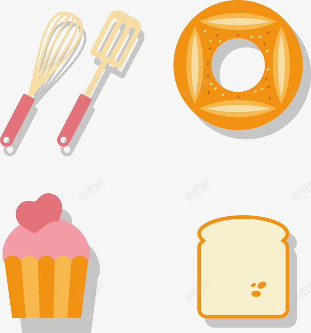 烘焙蛋糕矢量图ai免抠素材_88icon https://88icon.com 好吃 工具 烘焙蛋糕 现代 甜甜圈 美味 面包 矢量图