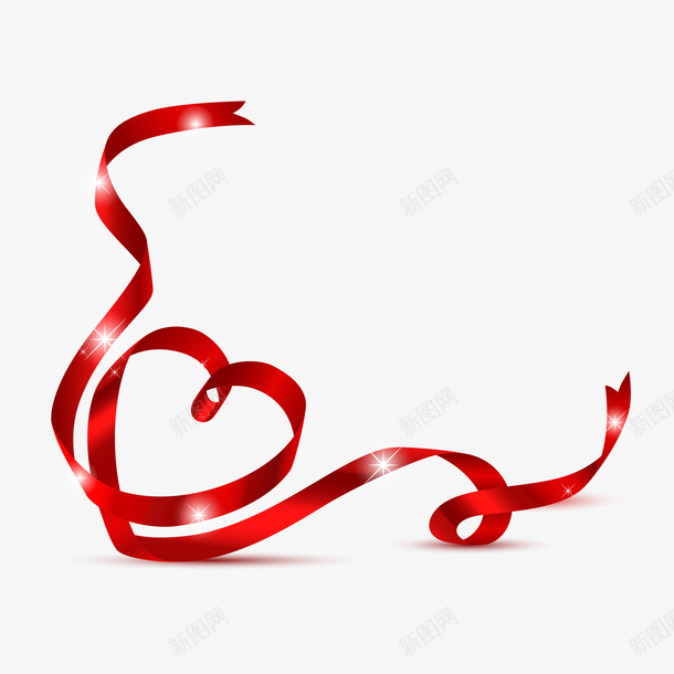 红色桃心丝带矢量图ai免抠素材_88icon https://88icon.com 七夕 丝带 情人节 桃心 红色 矢量图