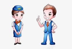 蓝领空姐服务员高清图片