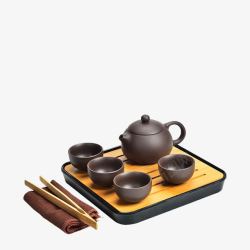 竹制陶瓷茶盘紫砂旅行茶具套装高清图片