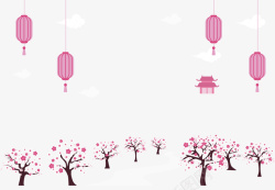 浪漫粉红日本樱花节矢量图素材