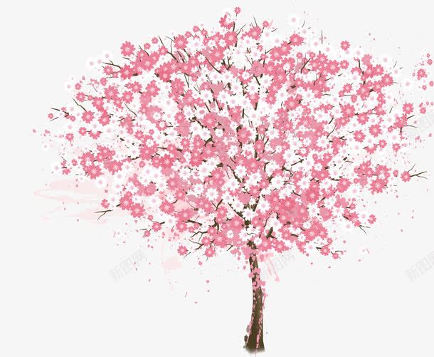 手绘粉色樱花树png免抠素材_88icon https://88icon.com 唯美 手绘 水彩 粉色樱花树