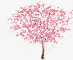 手绘粉色樱花树素材