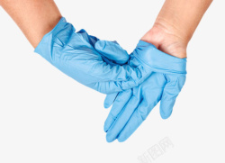正在脱着受伤的蓝色手套素材
