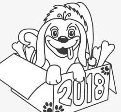 2018狗年卡通插画线稿素材