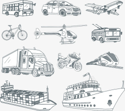 简洁纸片感交通各种交通工具素材