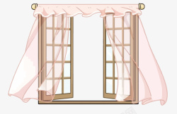 粉色窗帘的窗户矢量图素材
