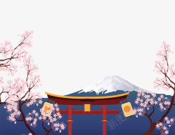 日本樱花日本建筑樱花装饰高清图片