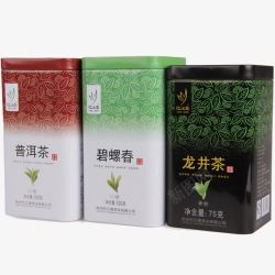 铁盒龙井茶包装普洱茶饆饠春茶素材