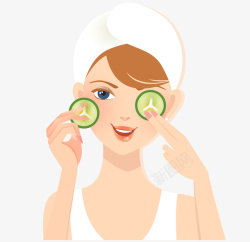 黄瓜片卡通贴黄瓜片的女人高清图片