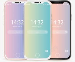 苹果新款三种颜色苹果手机矢量图高清图片
