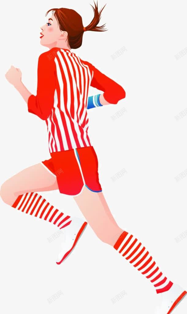 手绘运动美女png免抠素材_88icon https://88icon.com 单马尾 卡通手绘 奔跑的卡通人 女孩 红白条纹上衣 跑步 运动