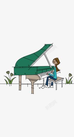 尊师卡通正在弹钢琴的女老师高清图片