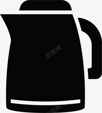 电热水袋纯黑色热水瓶矢量图图标图标