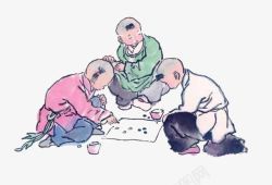 儿童棋水墨儿童下棋高清图片