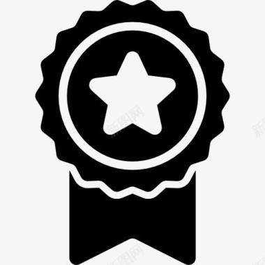 奖奖杯徽章与明星图标图标