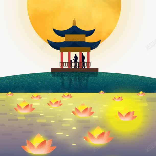 中秋河灯手绘海报png免抠素材_88icon https://88icon.com 中秋节 手绘 月亮 河灯 海报设计 祈福 节日 节日海报