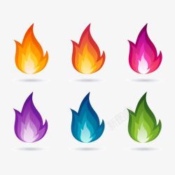 六种颜色的火焰矢量图素材